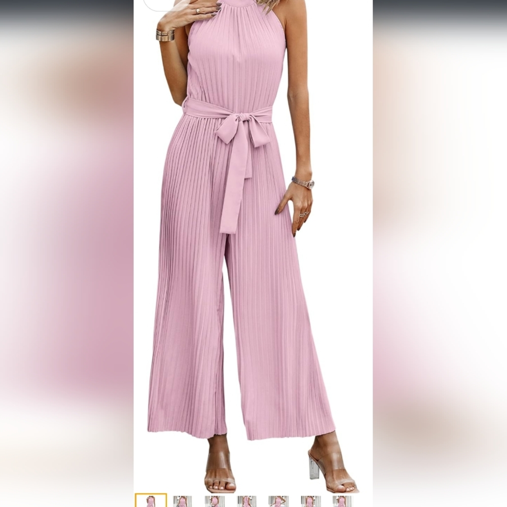 NWOT - CCTOO Women's Jumpsuit Halter Neck Pleated Sleeveless High Waist